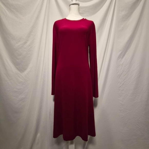 Norma Kamali Minimalist Scarlet Red A Line Longsleeve Dress L - Picture 3 of 11